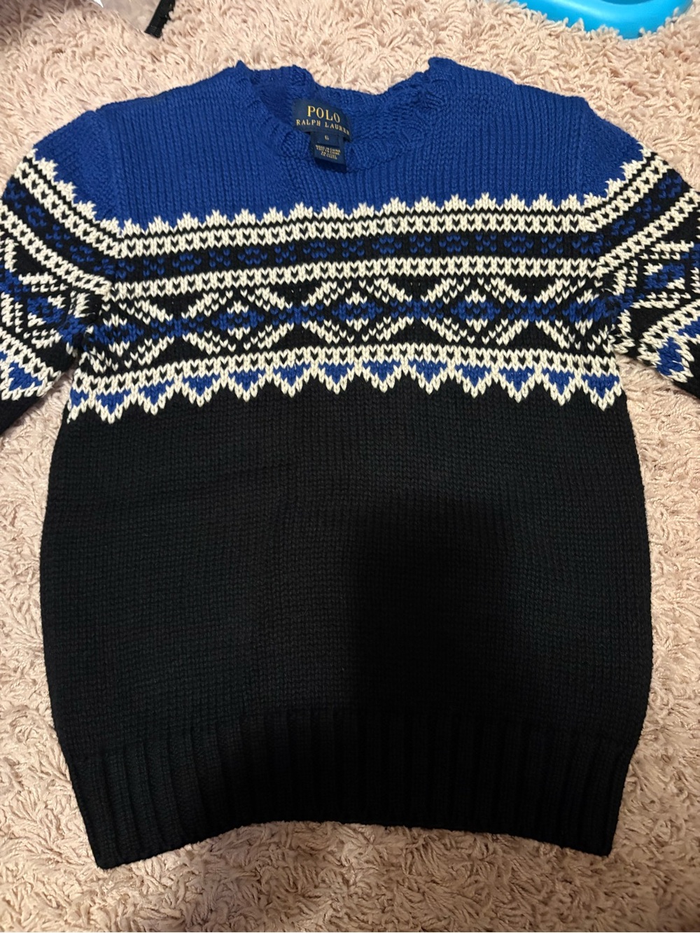 Polo by Ralph Lauren kid’s Blue & Black Fair Isle Knit Sweater